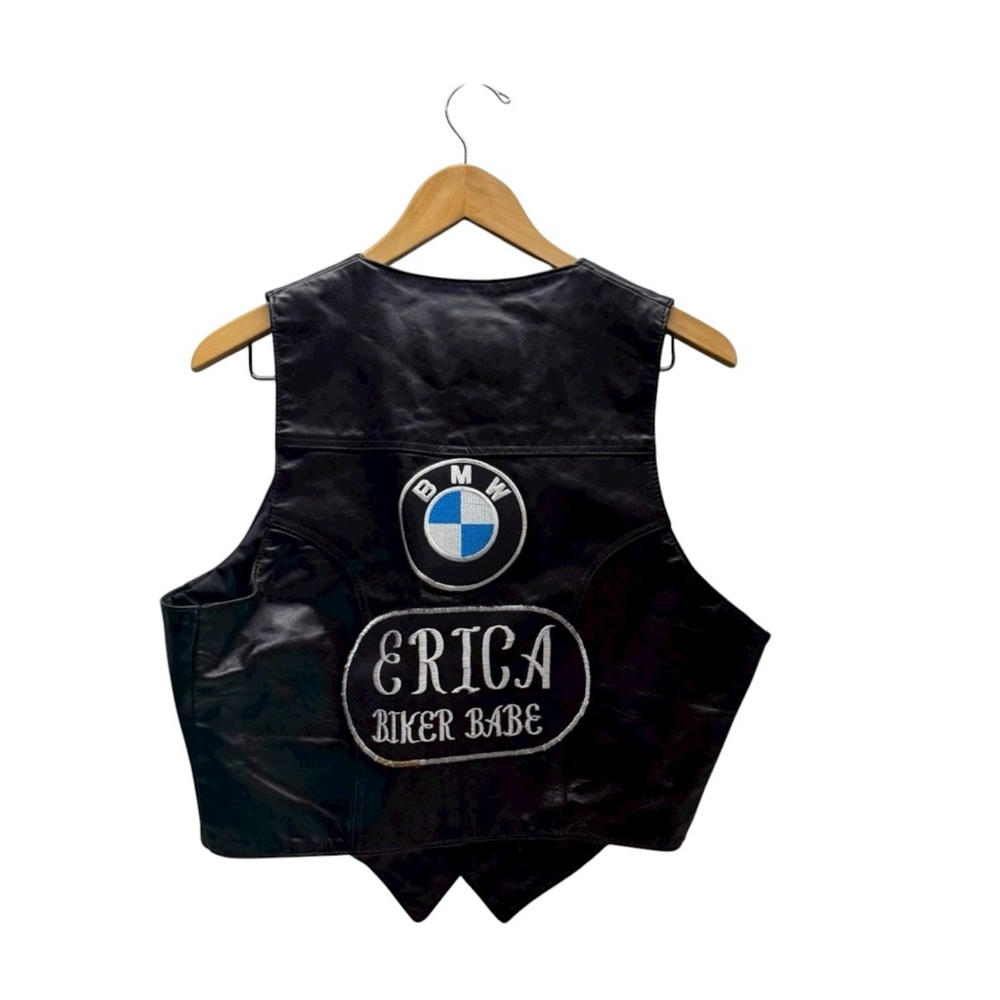 Vintage Y2K 90s Leather BMW Biker Vest